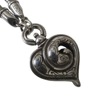 Brighton Penelope Puffy Heart Retired SIlver Pendant Necklace 18"-21"